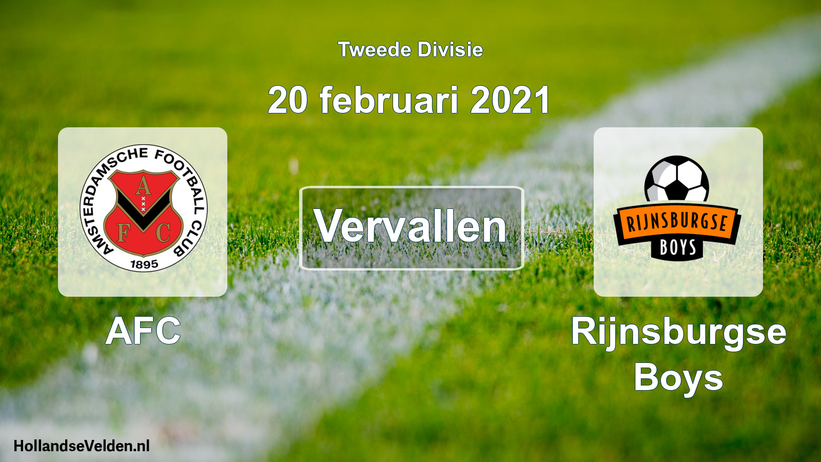 Geplande wedstrijd: AFC - Rijnsburgse Boys (20 februari 2021)