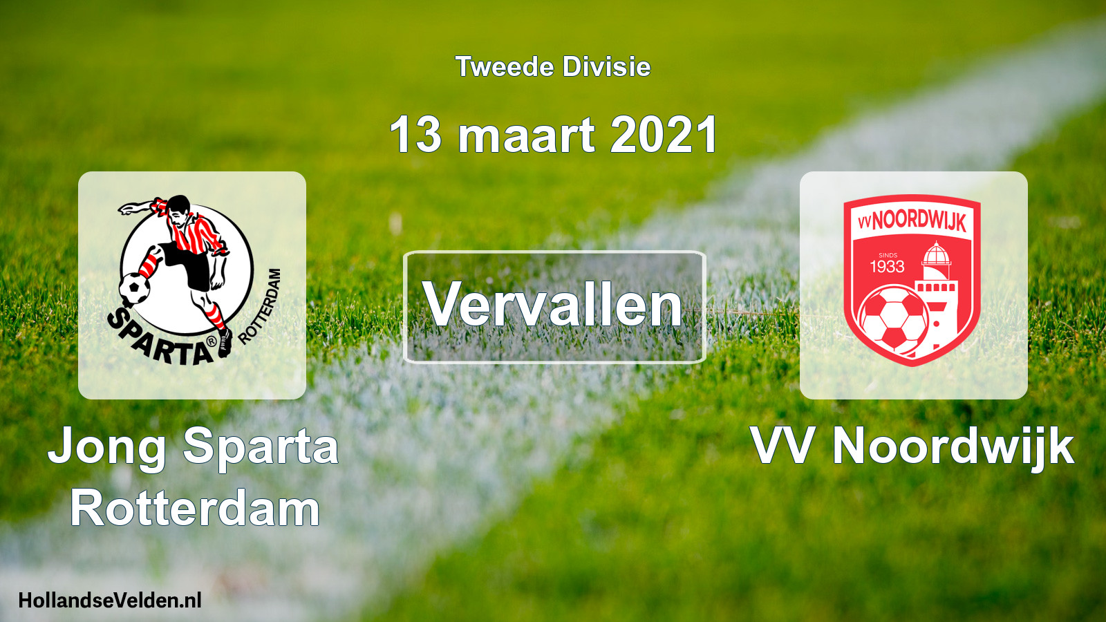 Geplande wedstrijd: Jong Sparta Rotterdam - VV Noordwijk (13 maart 2021)