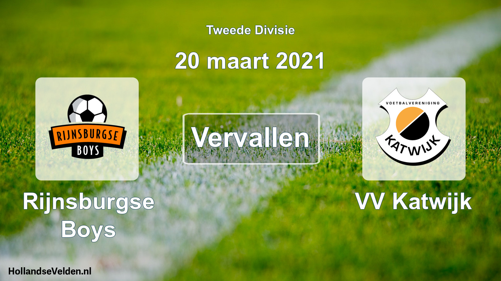 Geplande wedstrijd: Rijnsburgse Boys - VV Katwijk (20 maart 2021)