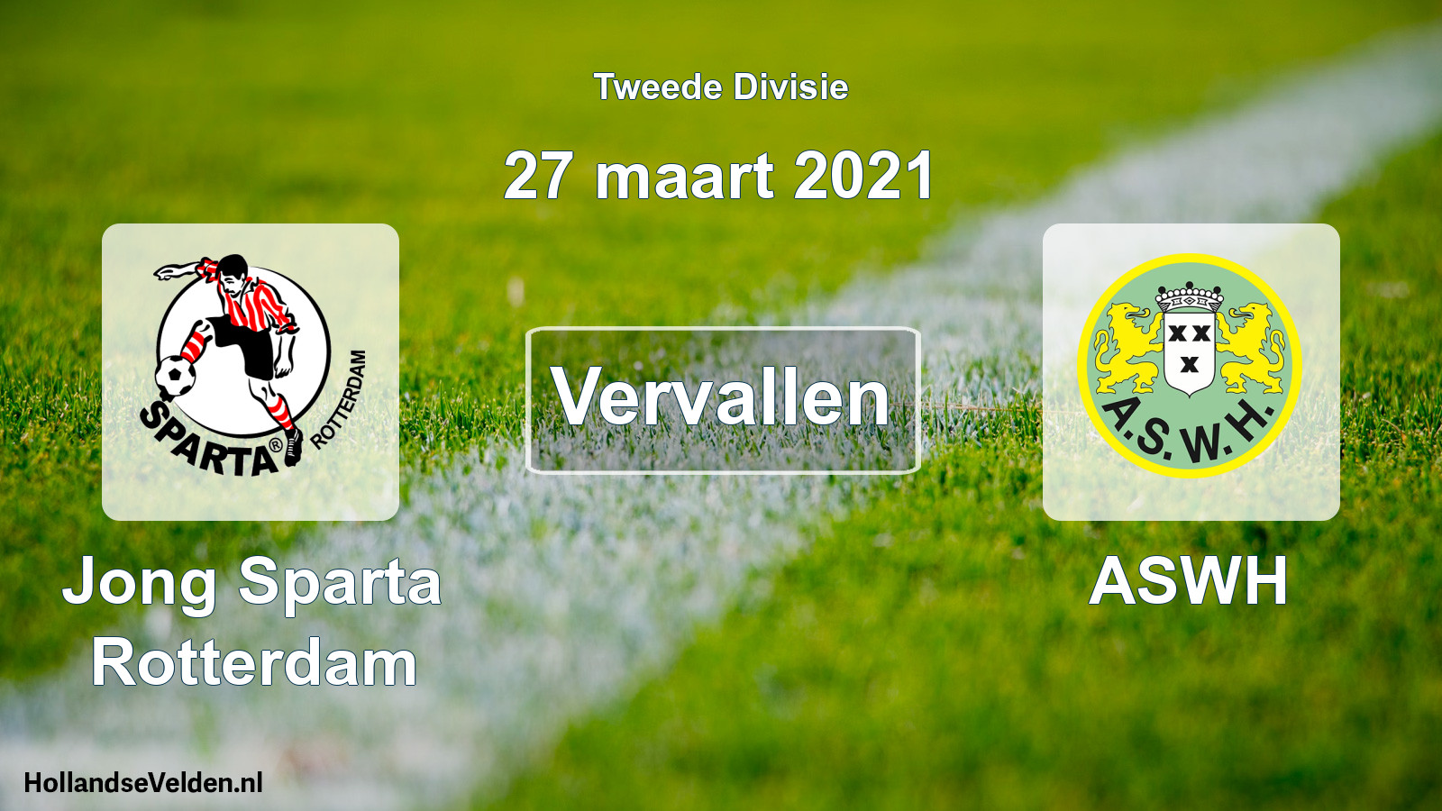Geplande wedstrijd: Jong Sparta Rotterdam - ASWH (27 maart 2021)