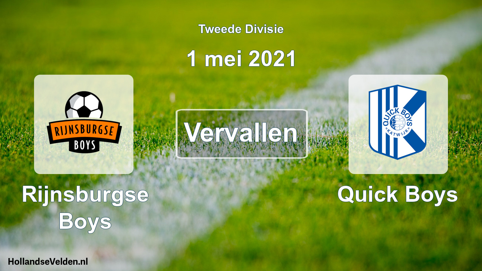 Geplande wedstrijd: Rijnsburgse Boys - Quick Boys (1 mei 2021)