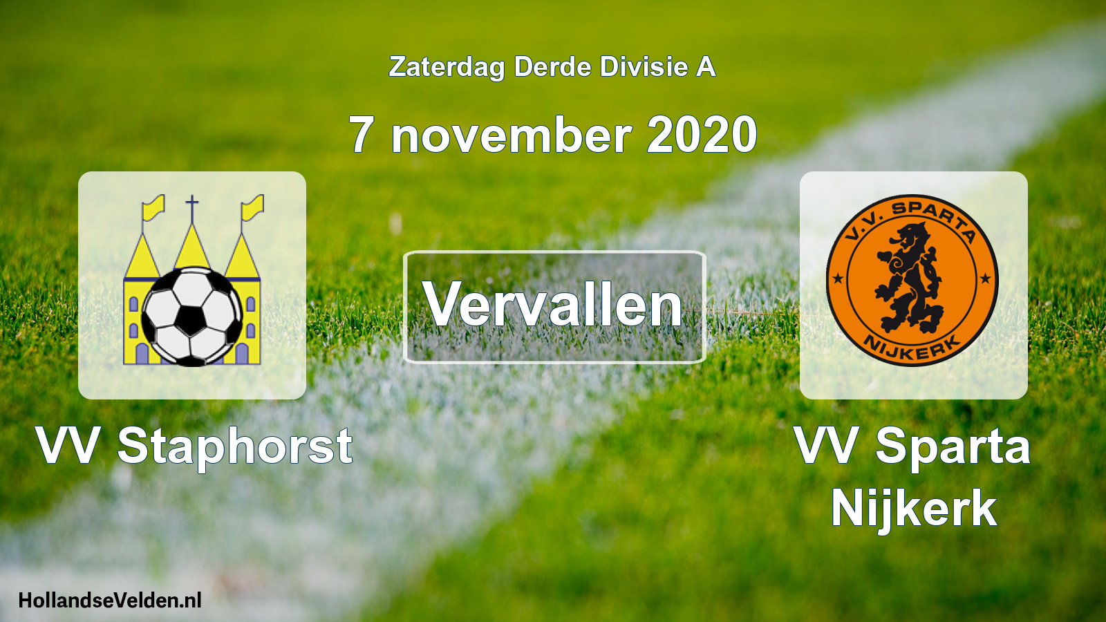 Geplande wedstrijd: VV Staphorst - VV Sparta Nijkerk (7 november 2020)