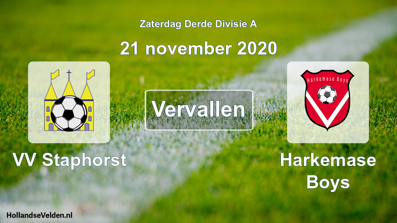 Geplande wedstrijd: VV Staphorst - Harkemase Boys (21 november 2020)