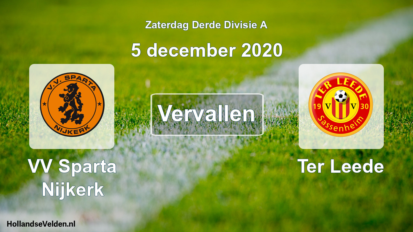 Geplande wedstrijd: VV Sparta Nijkerk - Ter Leede (5 december 2020)