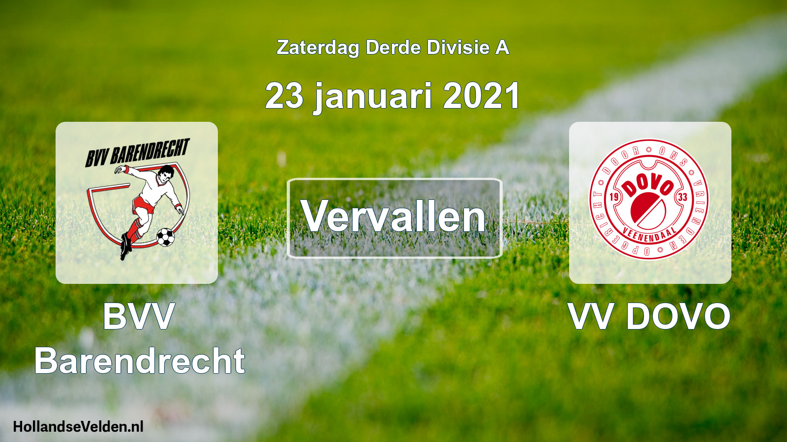 Geplande wedstrijd: BVV Barendrecht - VV DOVO (23 januari 2021)