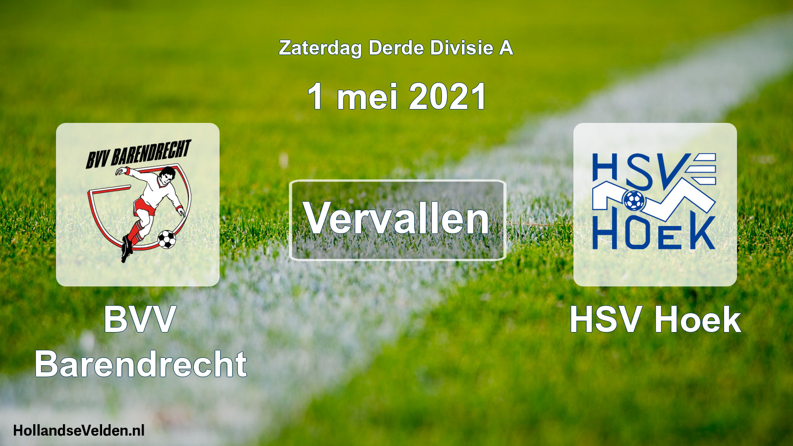 Geplande wedstrijd: BVV Barendrecht - HSV Hoek (1 mei 2021)