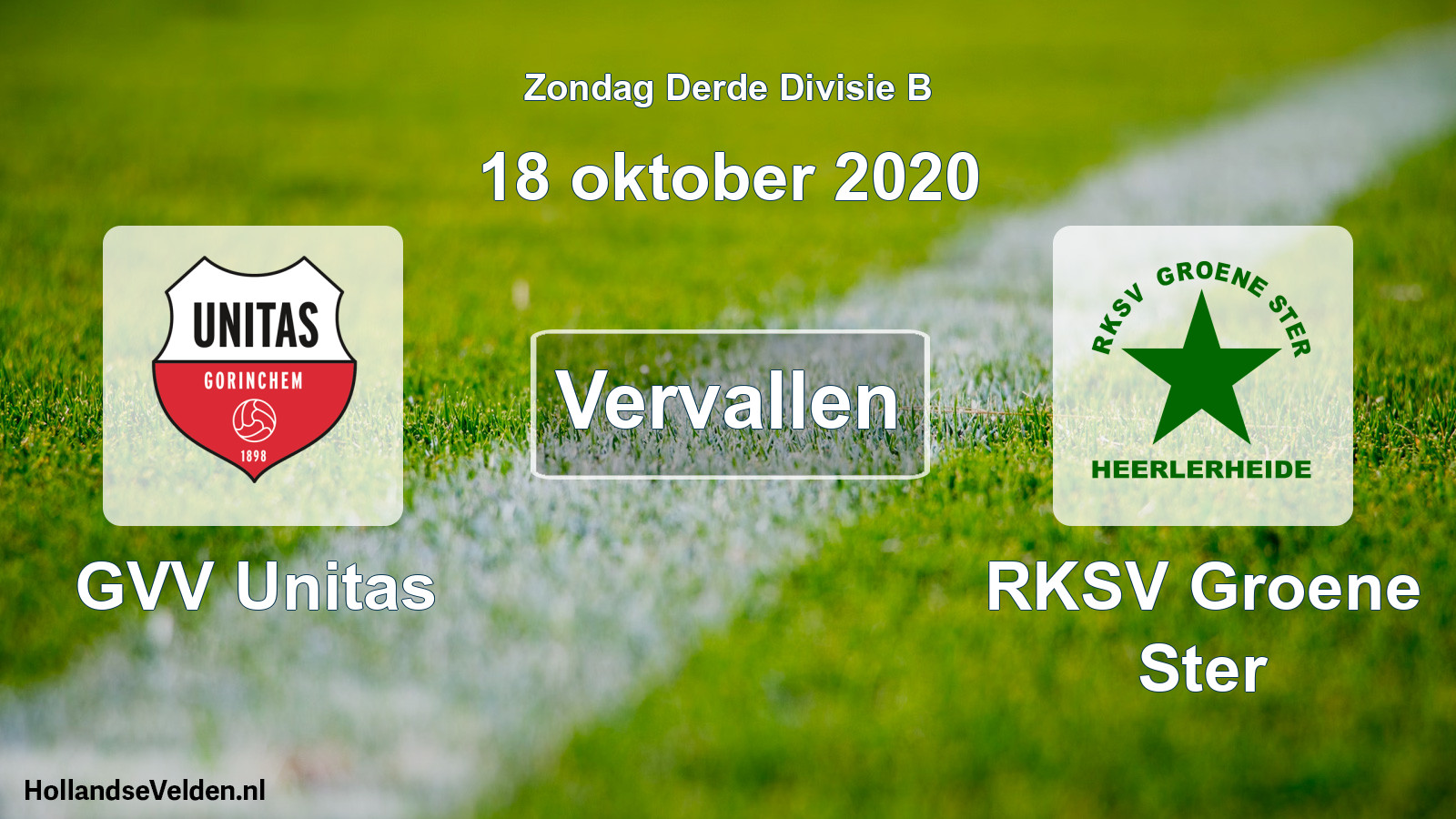 Geplande wedstrijd: GVV Unitas - RKSV Groene Ster (18 oktober 2020)