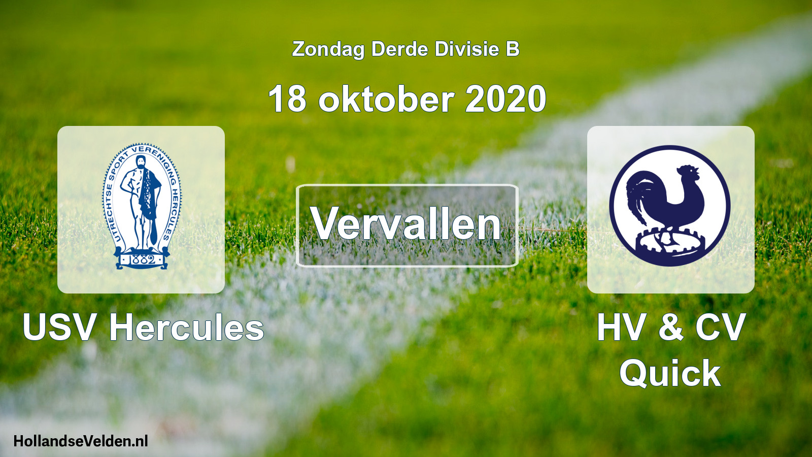 Geplande wedstrijd: USV Hercules - HV & CV Quick (18 oktober 2020)