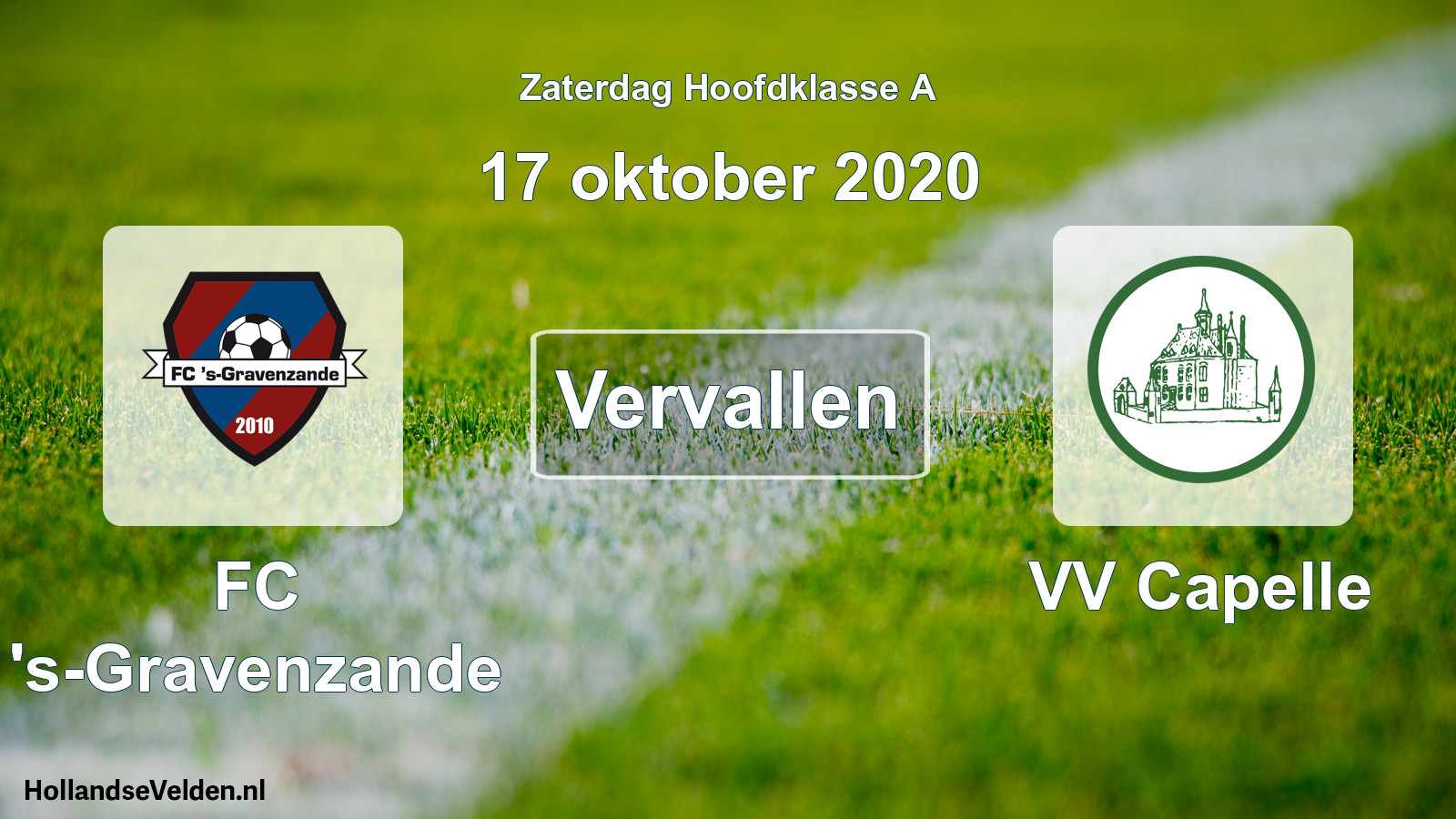 Geplande wedstrijd: FC 's-Gravenzande - VV Capelle (17 oktober 2020)