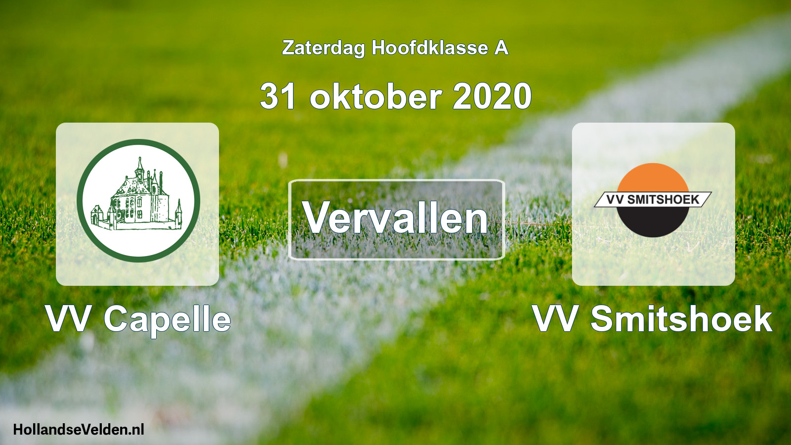 Geplande wedstrijd: VV Capelle - VV Smitshoek (31 oktober 2020)