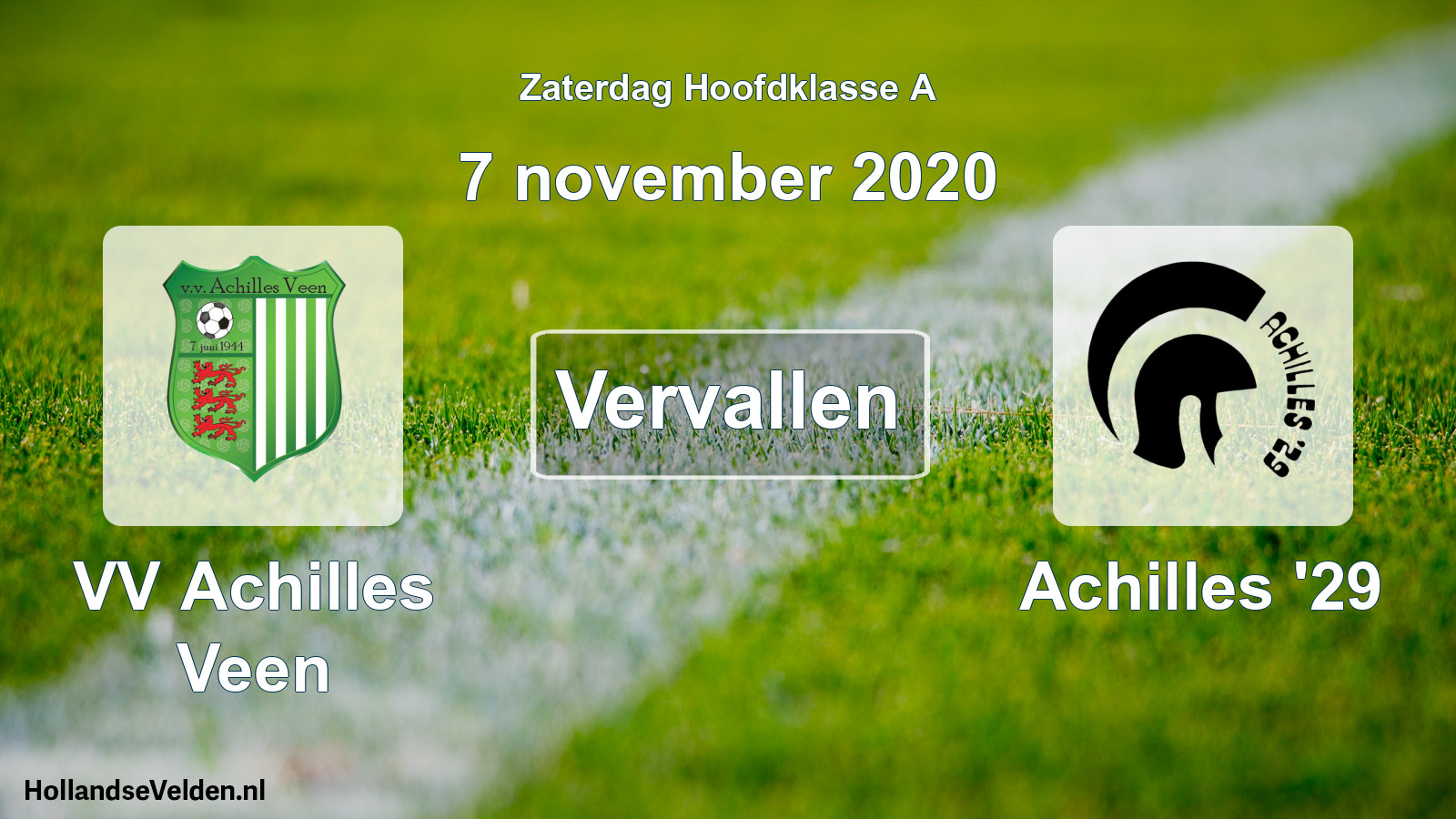 Geplande wedstrijd: VV Achilles Veen - Achilles '29 (7 november 2020)