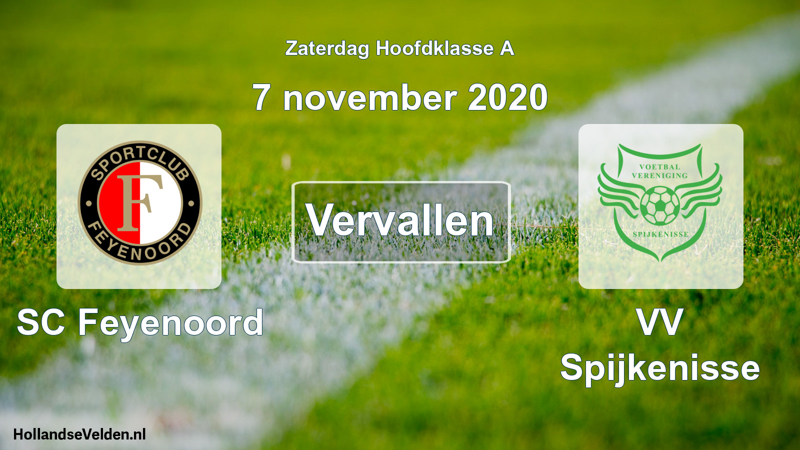 Geplande wedstrijd: SC Feyenoord - VV Spijkenisse (7 november 2020)