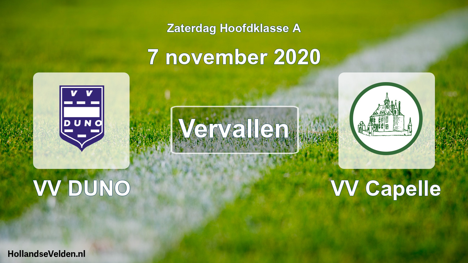 Geplande wedstrijd: VV DUNO - VV Capelle (7 november 2020)