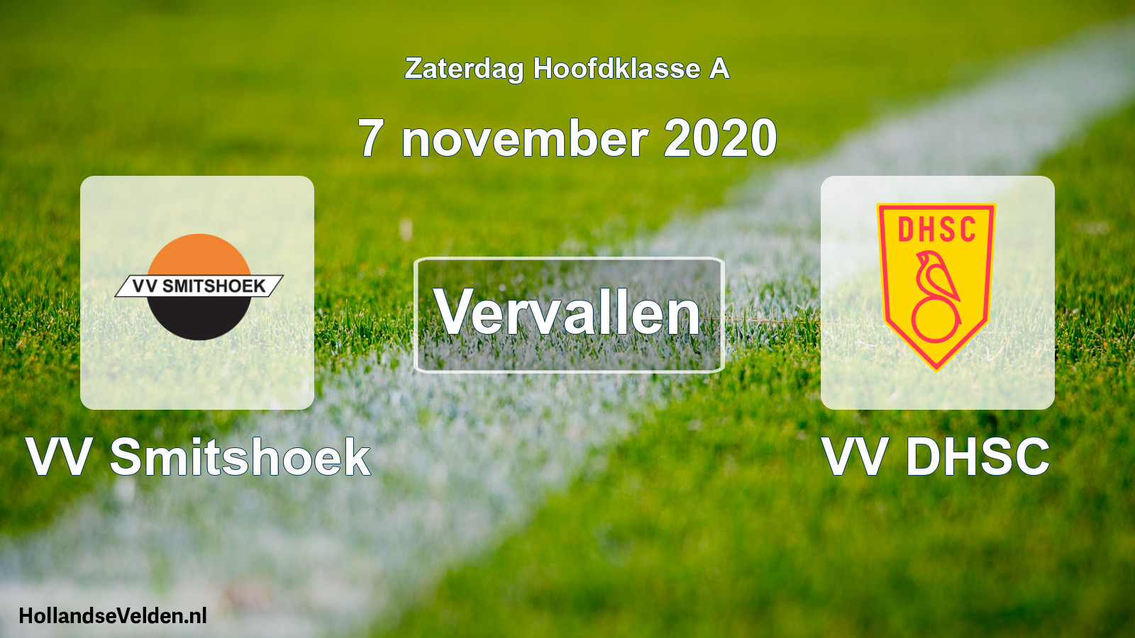 Geplande wedstrijd: VV Smitshoek - VV DHSC (7 november 2020)
