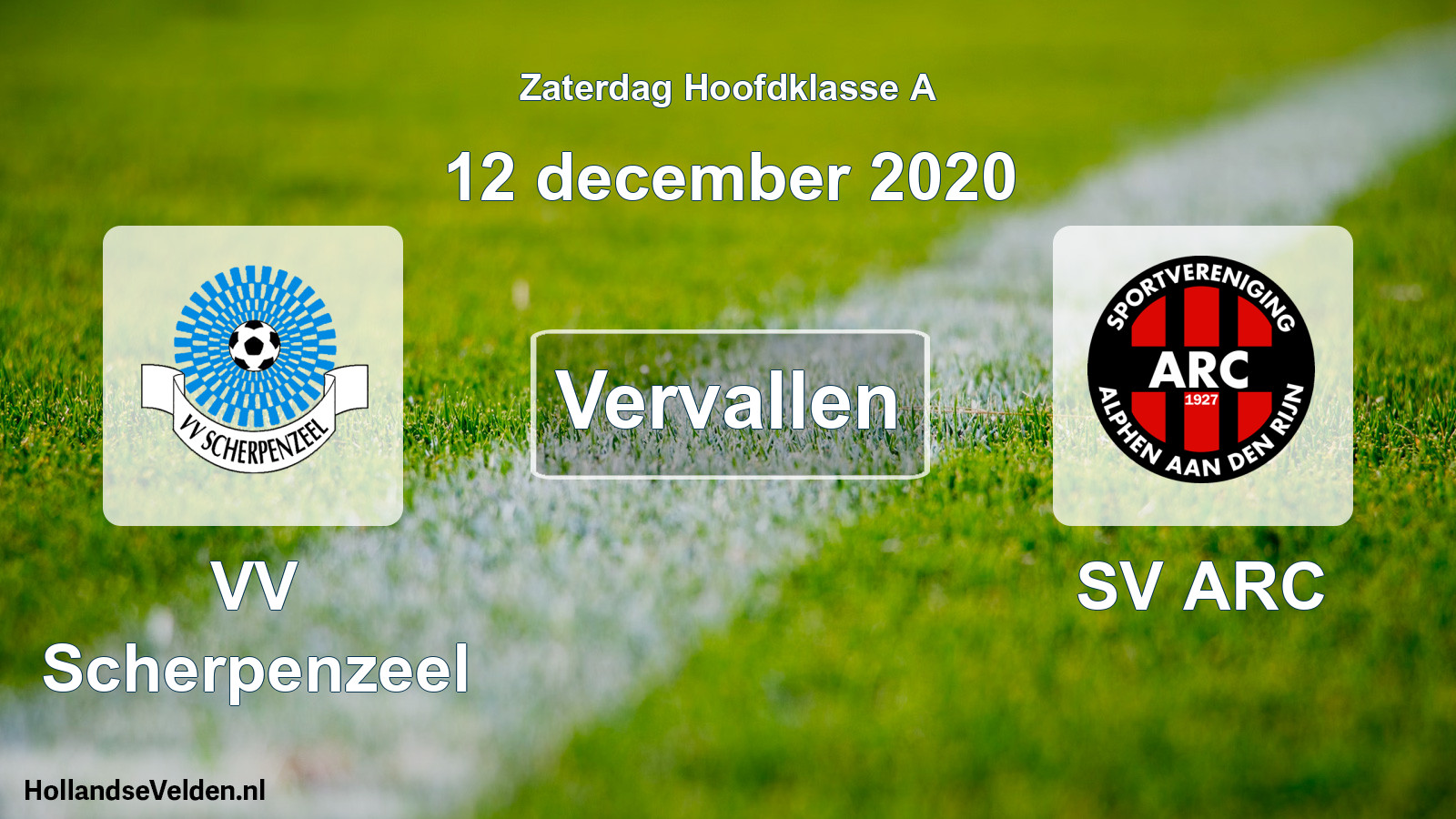 Geplande wedstrijd: VV Scherpenzeel - SV ARC (12 december 2020)