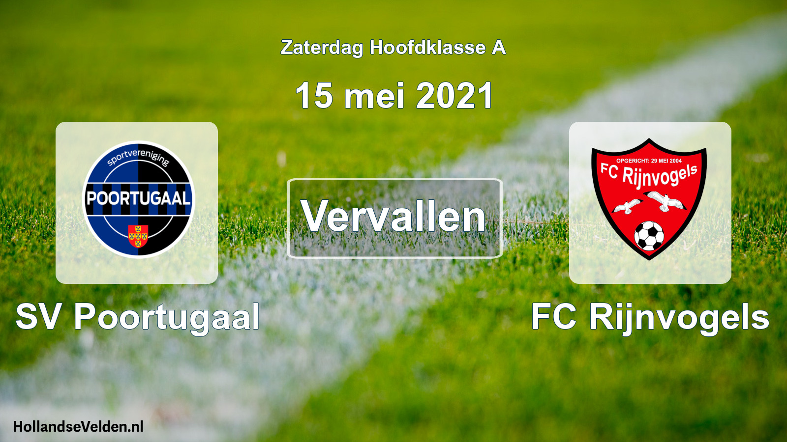 Geplande wedstrijd: SV Poortugaal - FC Rijnvogels (15 mei 2021)