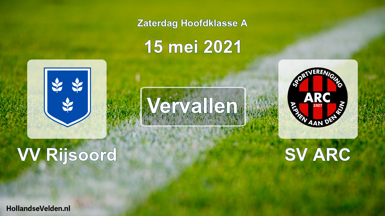 Geplande wedstrijd: VV Rijsoord - SV ARC (15 mei 2021)