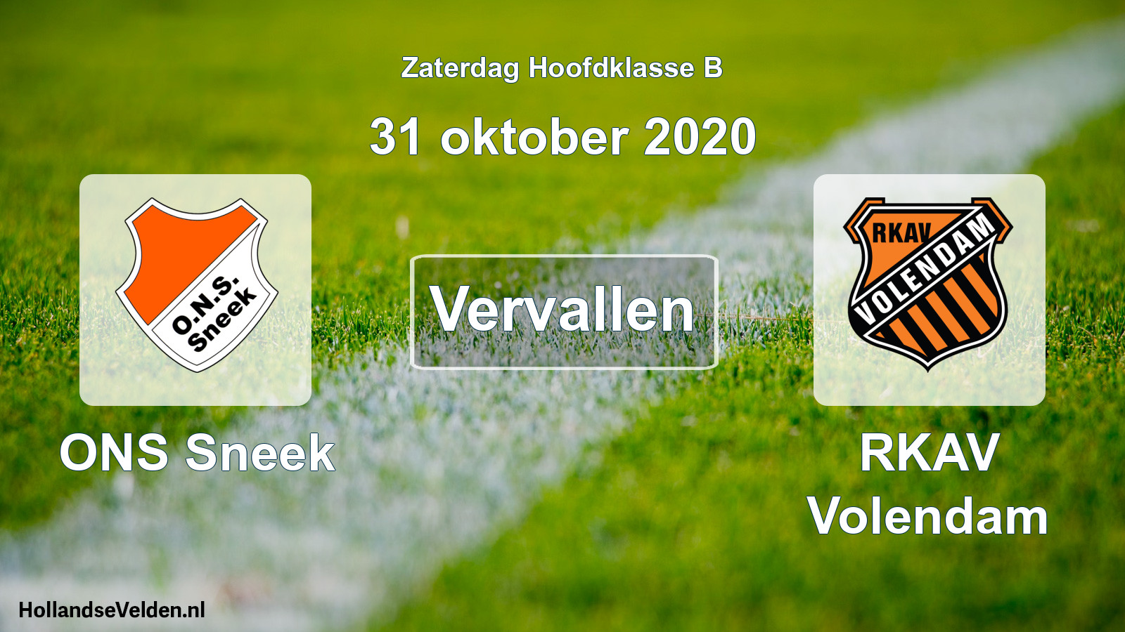 Geplande wedstrijd: ONS Sneek - RKAV Volendam (31 oktober 2020)