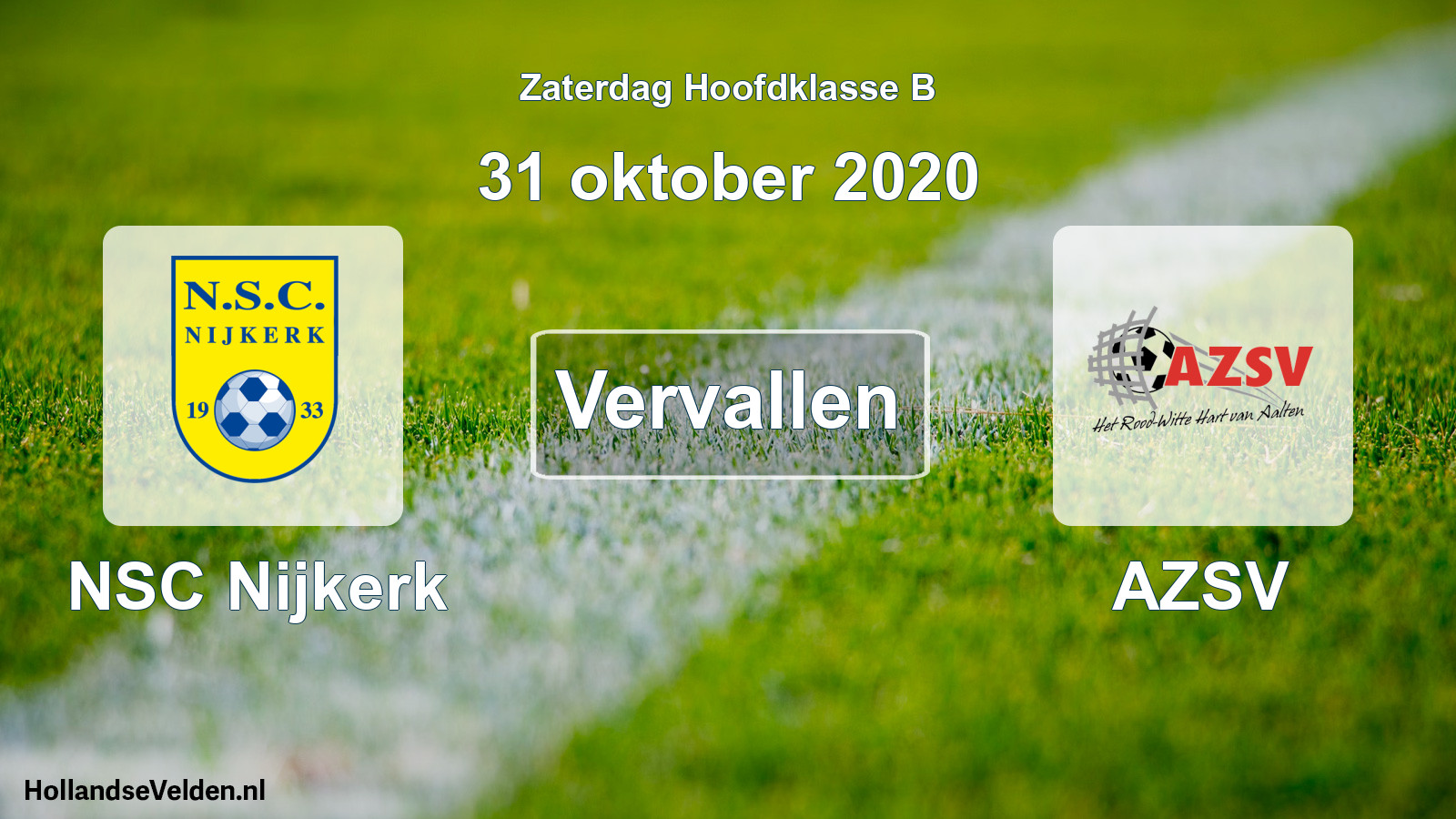 Geplande wedstrijd: NSC Nijkerk - AZSV (31 oktober 2020)