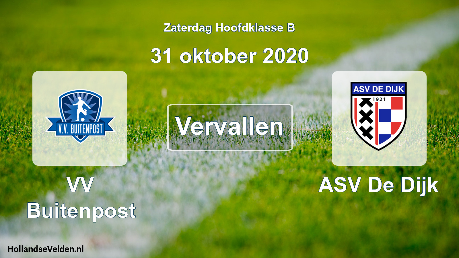Geplande wedstrijd: VV Buitenpost - ASV De Dijk (31 oktober 2020)