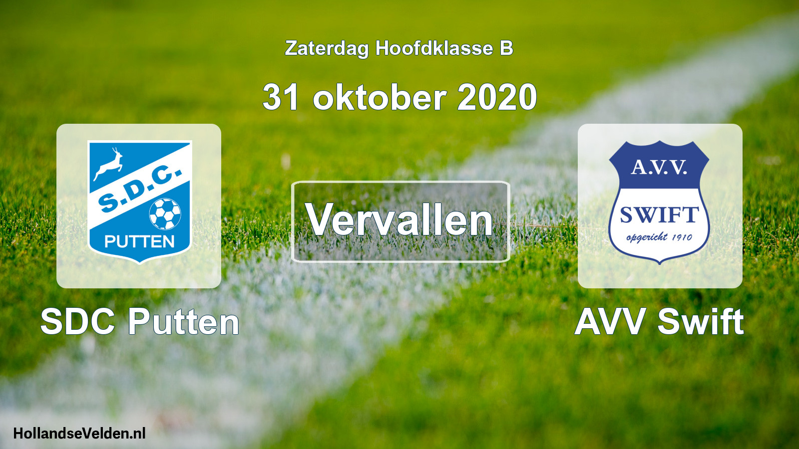 Geplande wedstrijd: SDC Putten - AVV Swift (31 oktober 2020)