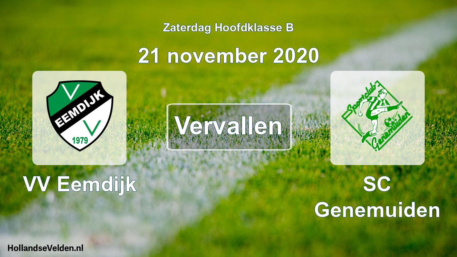 Geplande wedstrijd: VV Eemdijk - SC Genemuiden (21 november 2020)
