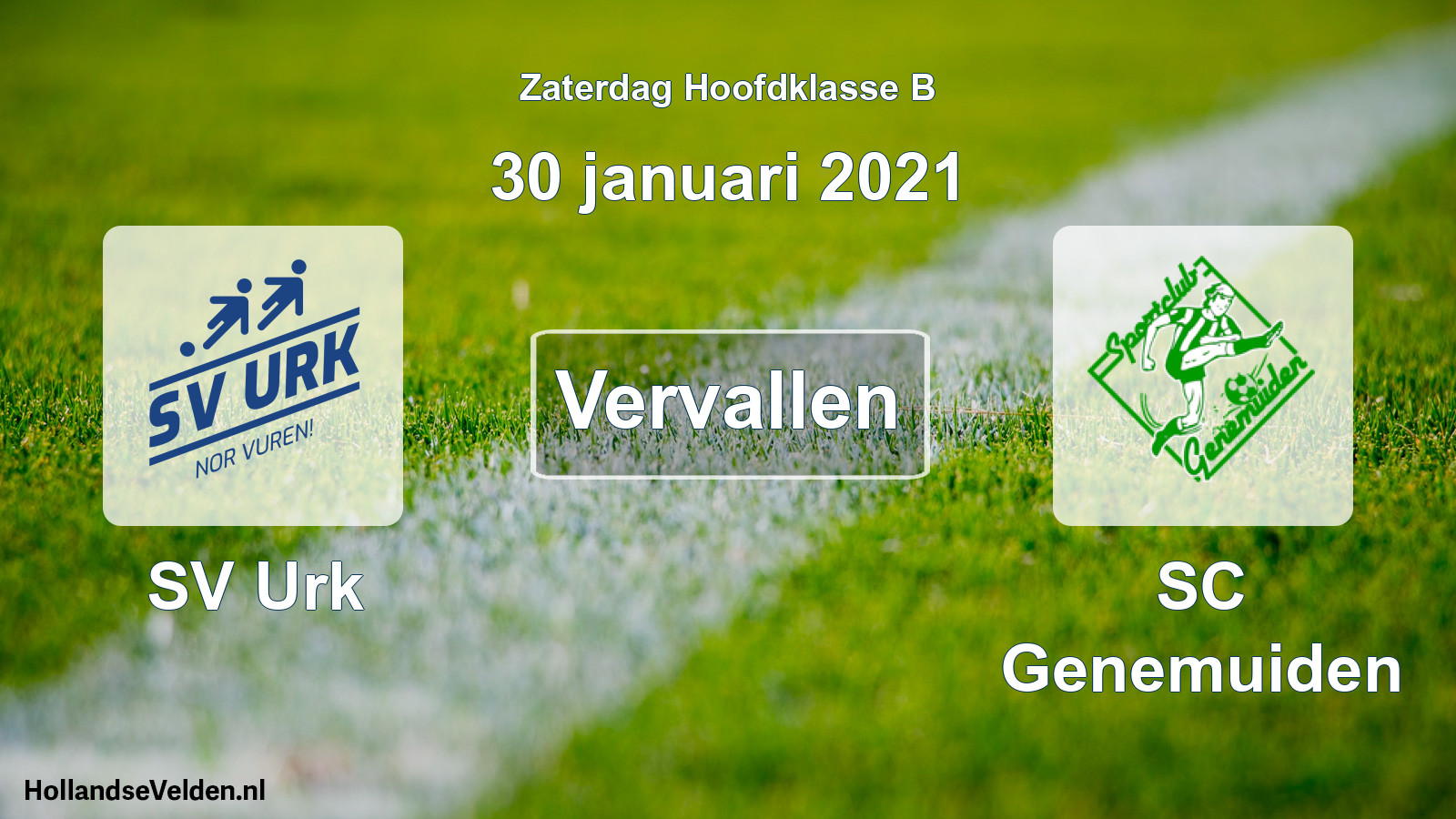 Geplande wedstrijd: SV Urk - SC Genemuiden (30 januari 2021)