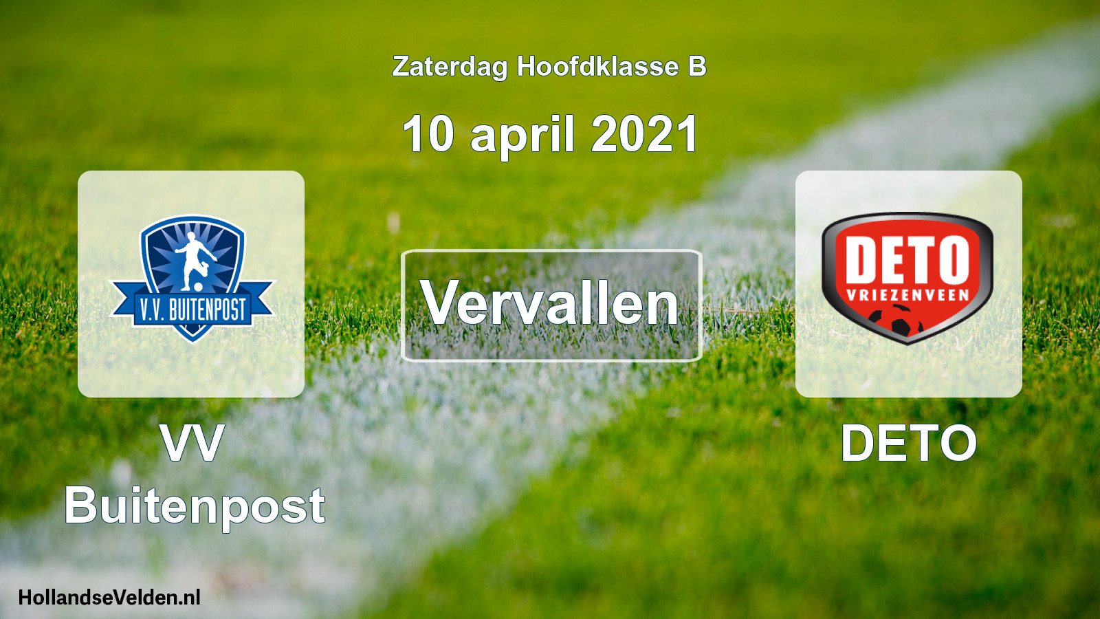 Geplande wedstrijd: VV Buitenpost - DETO (10 april 2021)