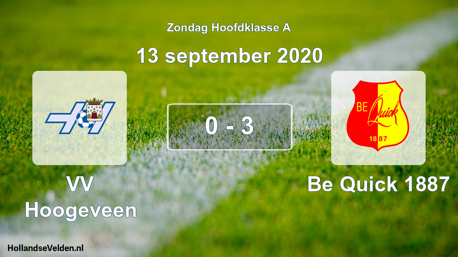 Gespeelde wedstrijd: VV Hoogeveen - Be Quick 1887 0 - 3 (13 september 2020)