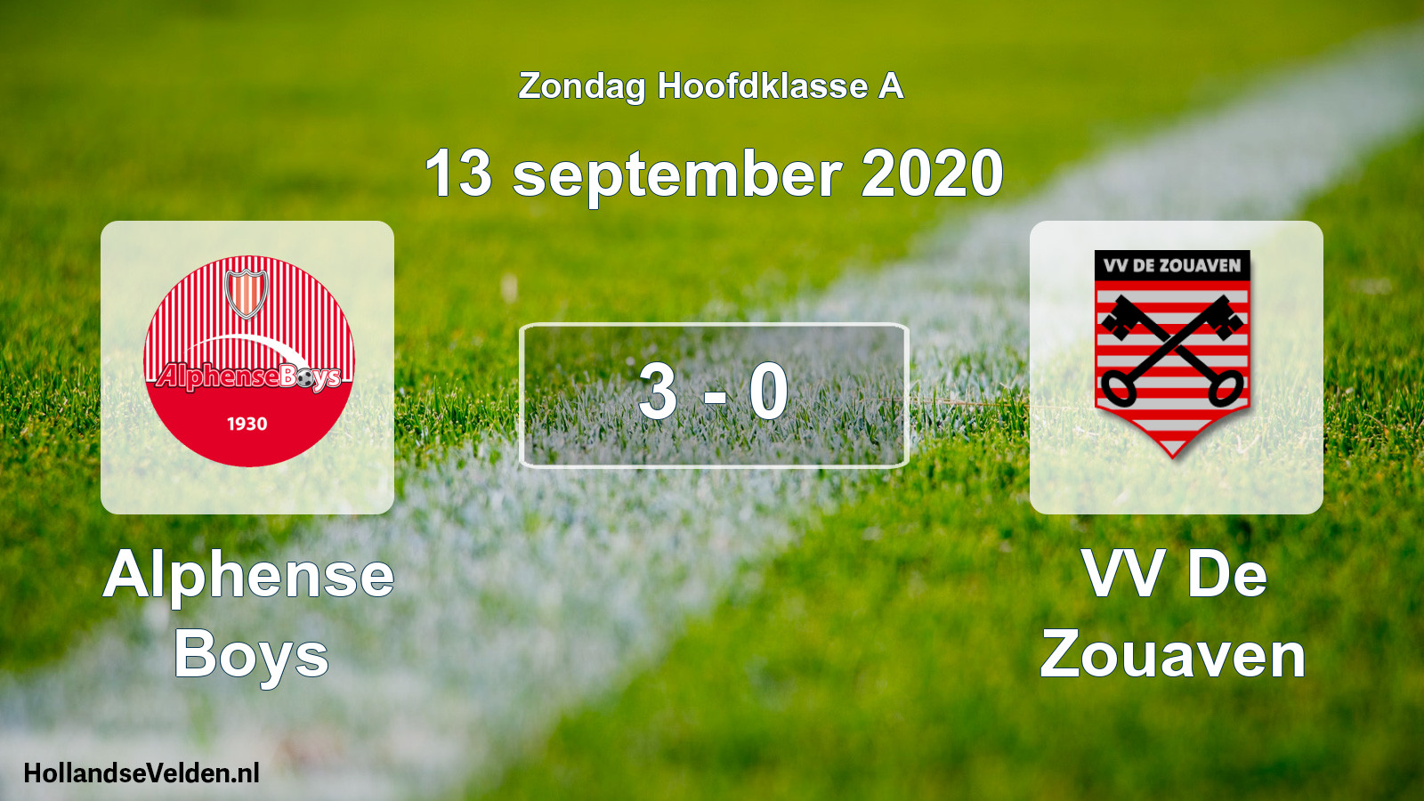 Gespeelde wedstrijd: Alphense Boys - VV De Zouaven 3 - 0 (13 september 2020)