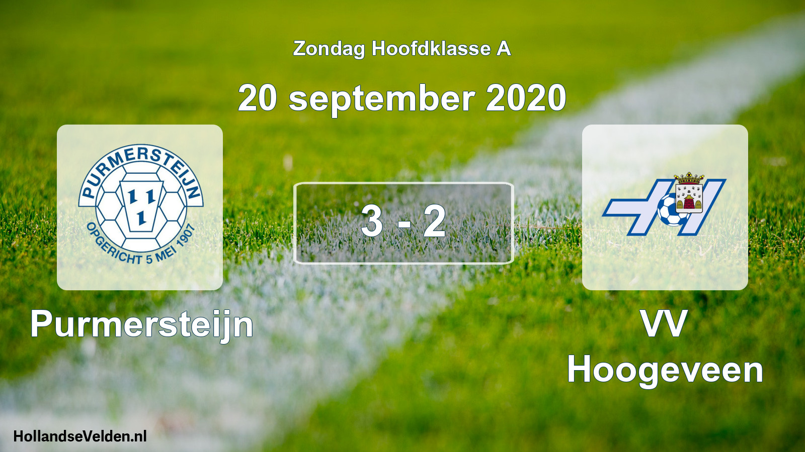 Gespeelde wedstrijd: Purmersteijn - VV Hoogeveen 3 - 2 (20 september 2020)