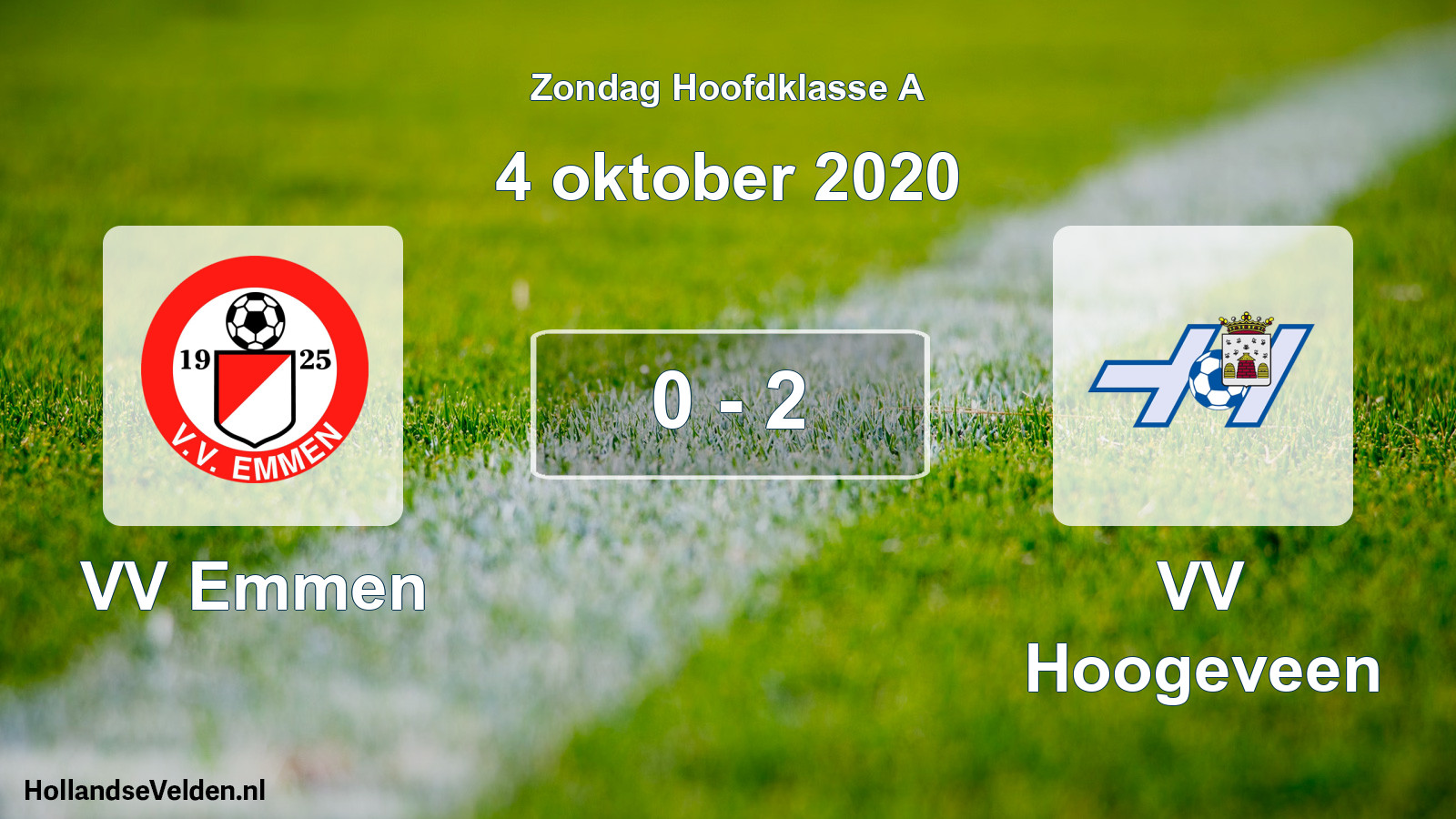 Gespeelde wedstrijd: VV Emmen - VV Hoogeveen 0 - 2 (4 oktober 2020)