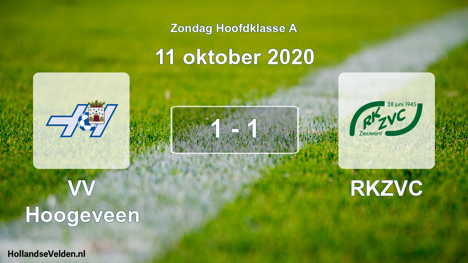 Gespeelde wedstrijd: VV Hoogeveen - RKZVC 1 - 1 (11 oktober 2020)