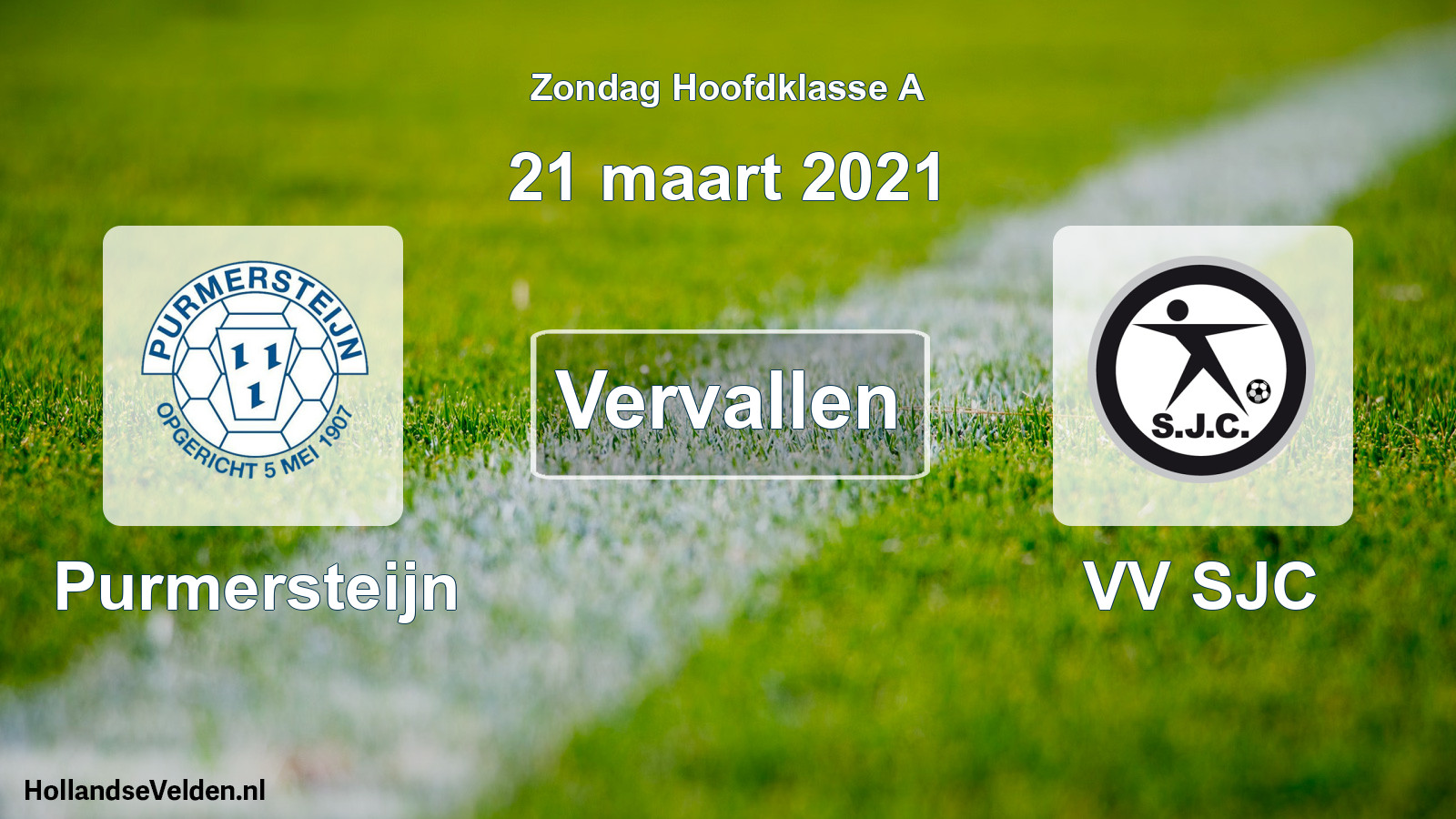 Geplande wedstrijd: Purmersteijn - VV SJC (21 maart 2021)