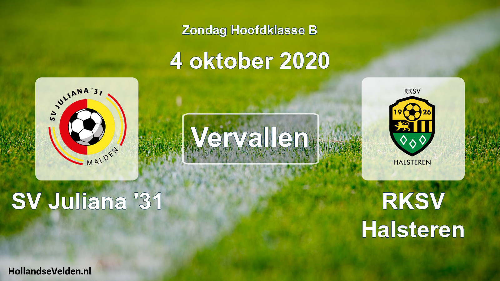 Geplande wedstrijd: SV Juliana '31 - RKSV Halsteren (4 oktober 2020)