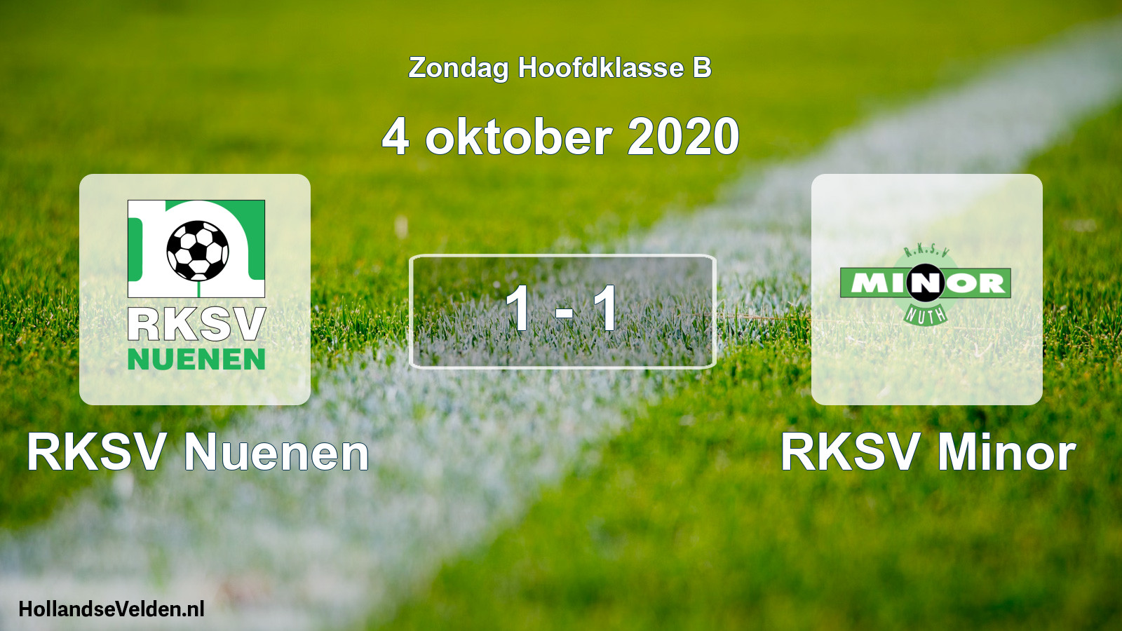 Gespeelde wedstrijd: RKSV Nuenen - RKSV Minor 1 - 1 (4 oktober 2020)