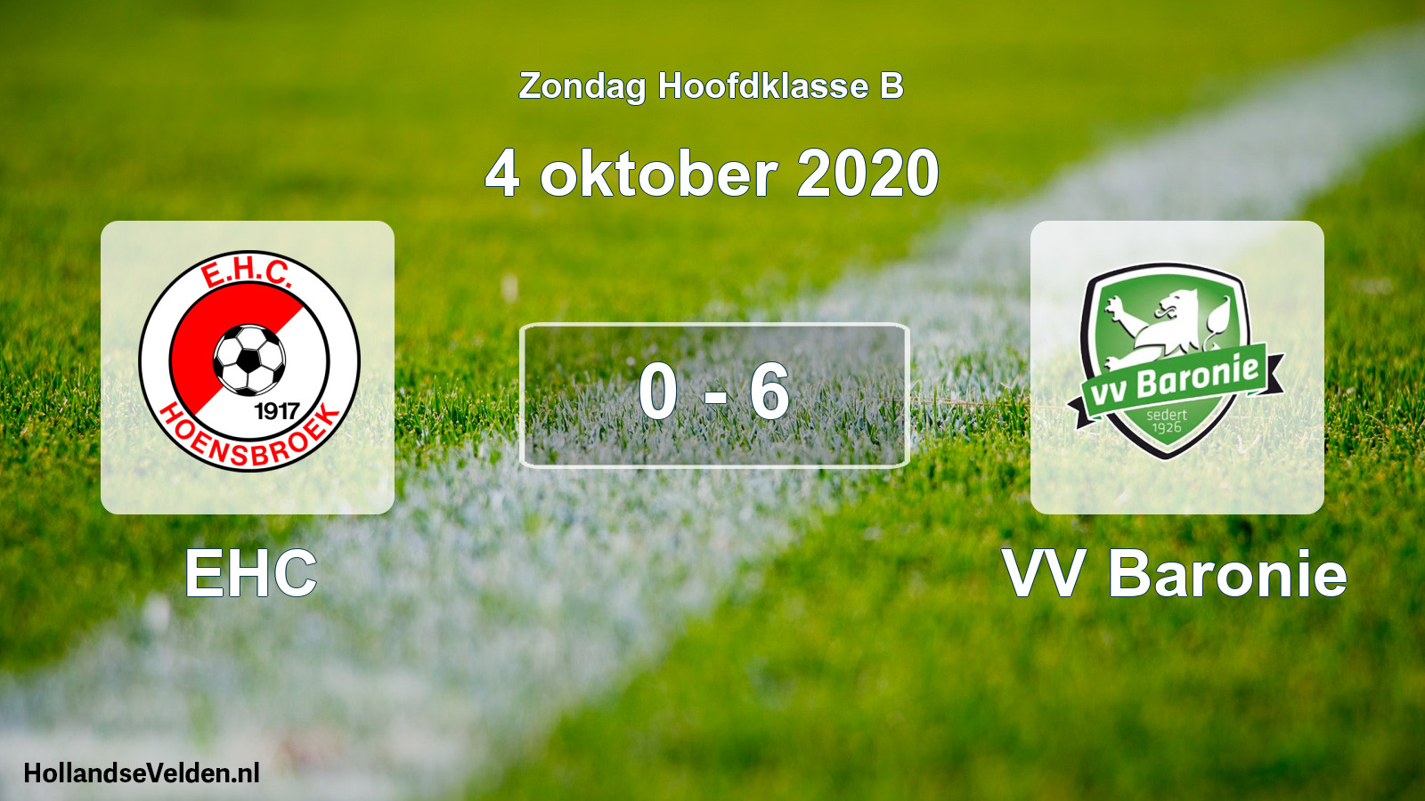 Gespeelde wedstrijd: EHC - VV Baronie 0 - 6 (4 oktober 2020)