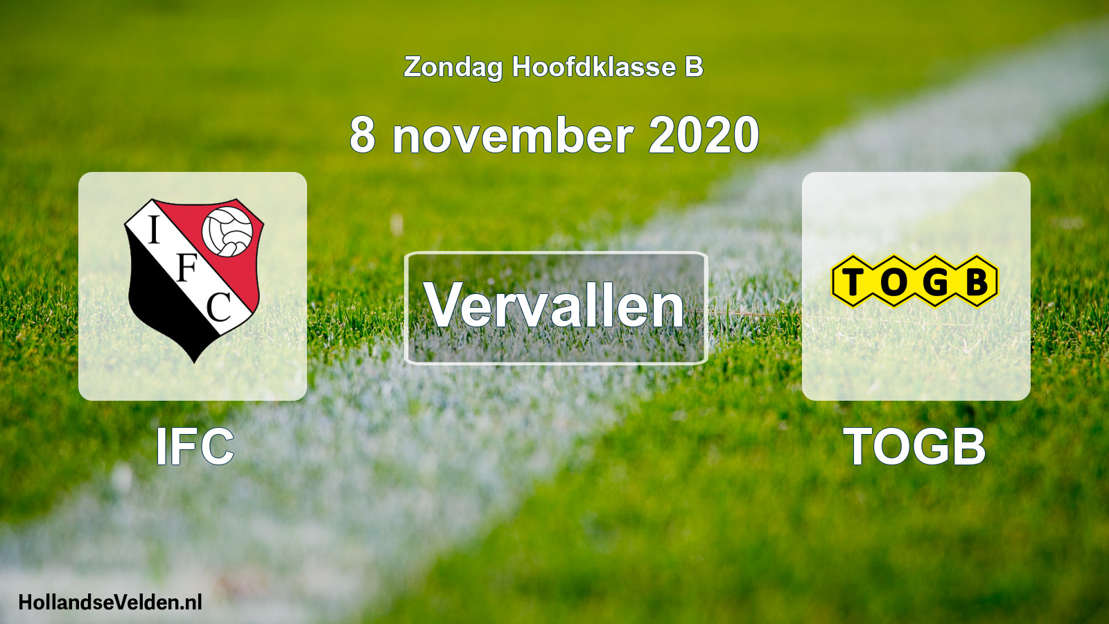 Geplande wedstrijd: IFC - TOGB (8 november 2020)