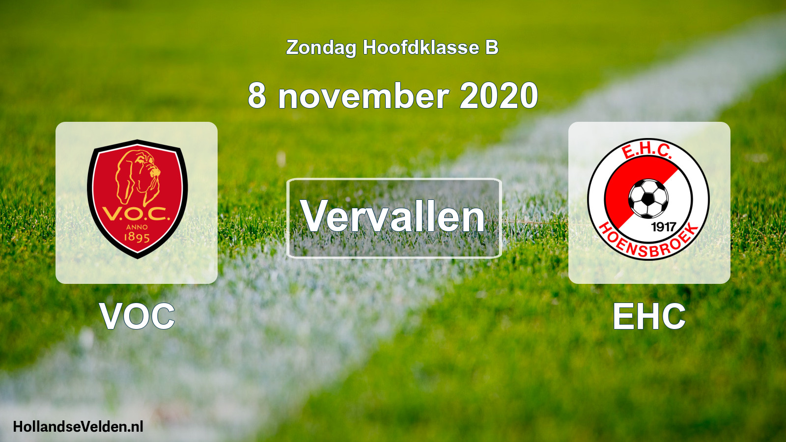 Geplande wedstrijd: VOC - EHC (8 november 2020)