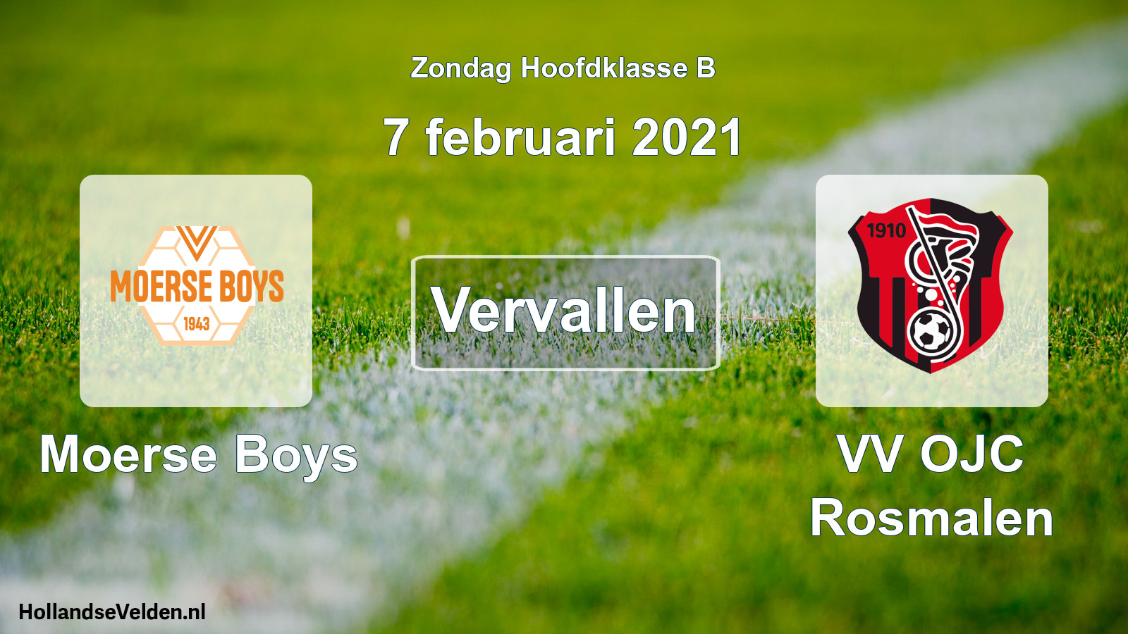 Geplande wedstrijd: Moerse Boys - VV OJC Rosmalen (7 februari 2021)