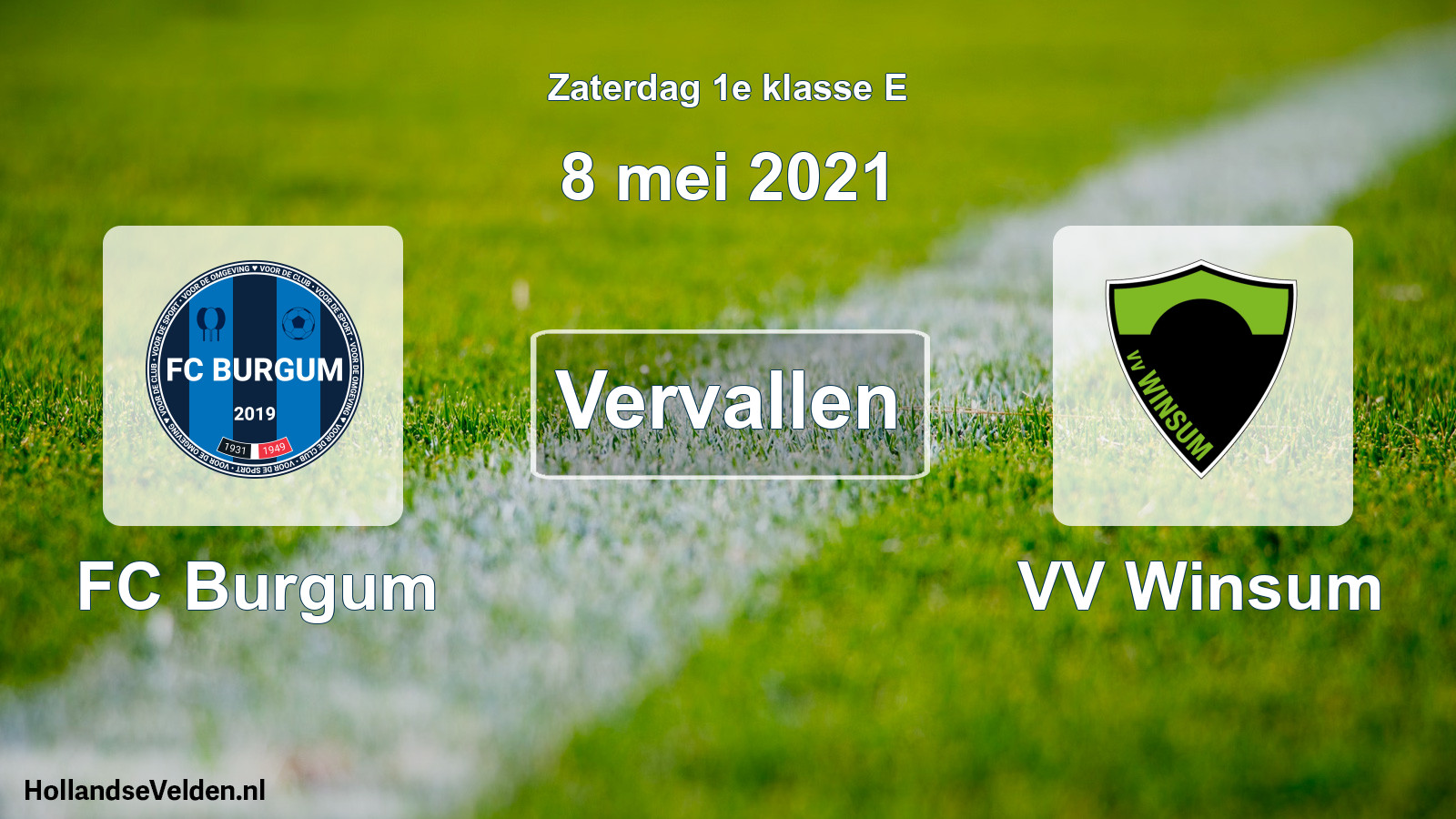 Geplande wedstrijd: FC Burgum - VV Winsum (8 mei 2021)