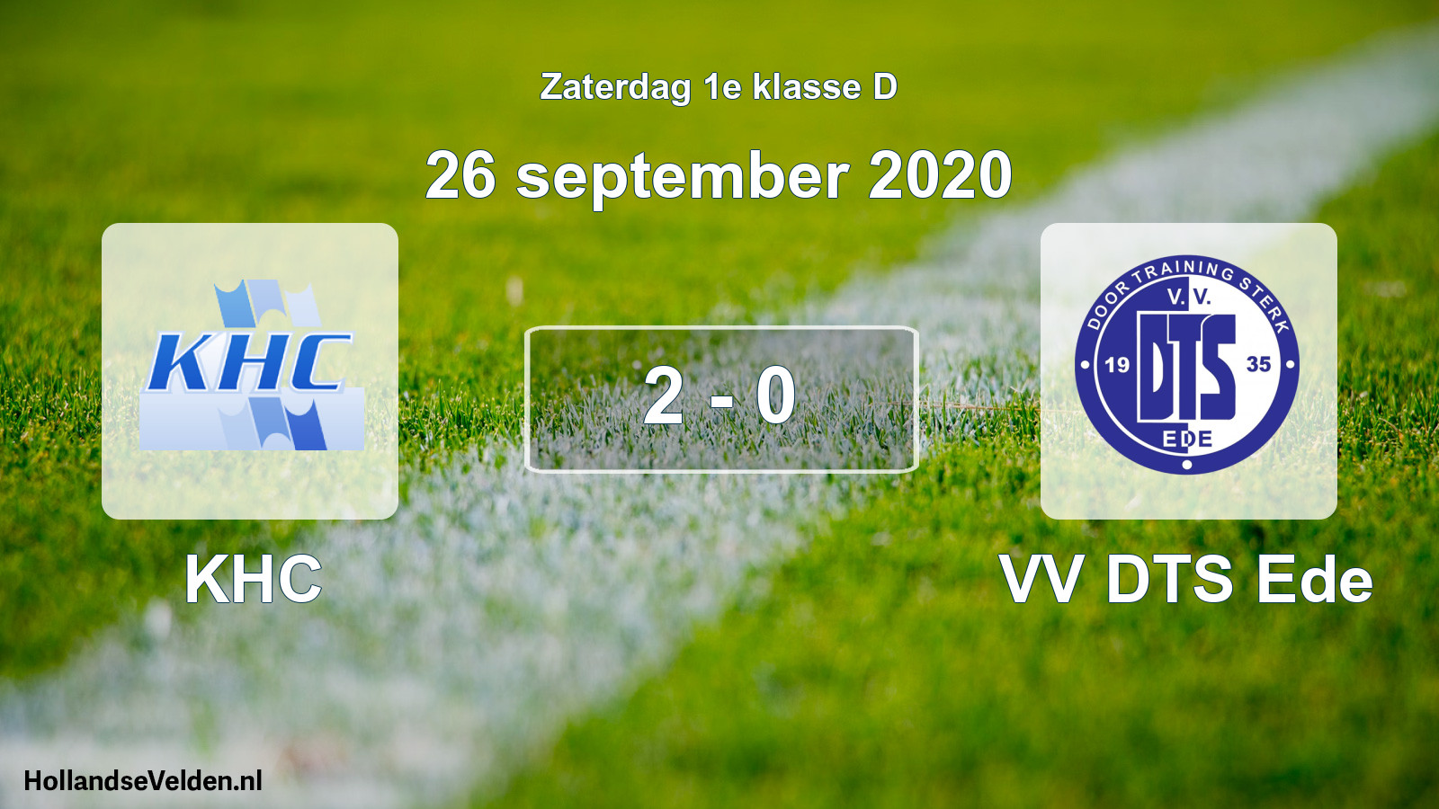 Gespeelde wedstrijd: KHC - VV DTS Ede 2 - 0 (26 september 2020)