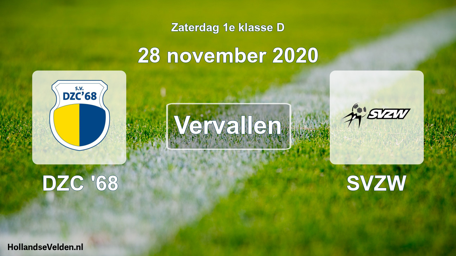 Geplande wedstrijd: DZC '68 - SVZW (28 november 2020)