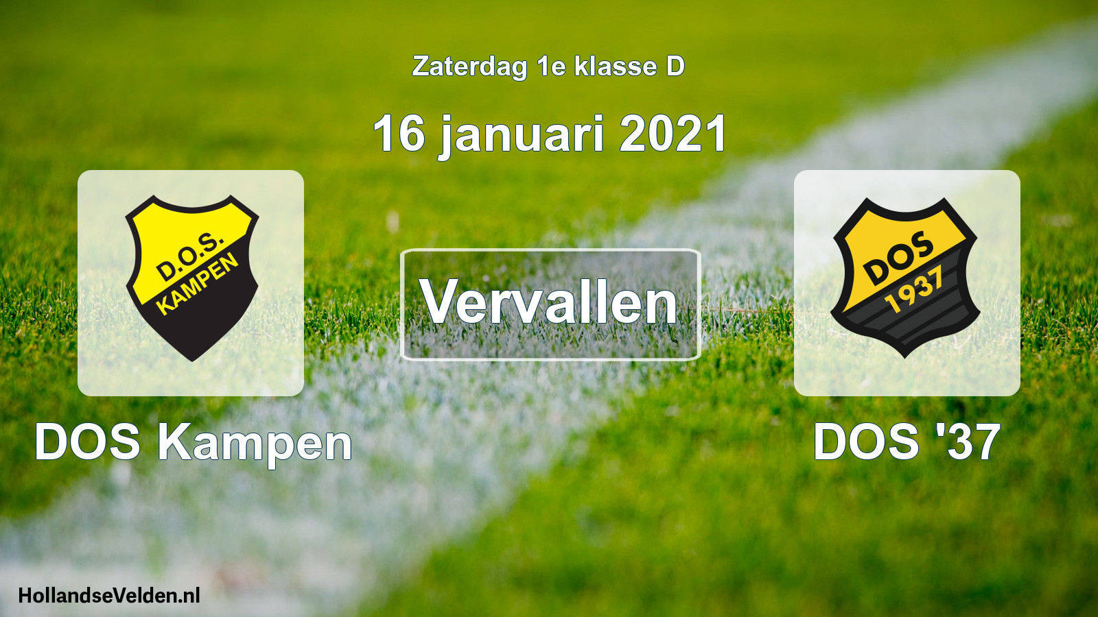 Geplande wedstrijd: DOS Kampen - DOS '37 (16 januari 2021)