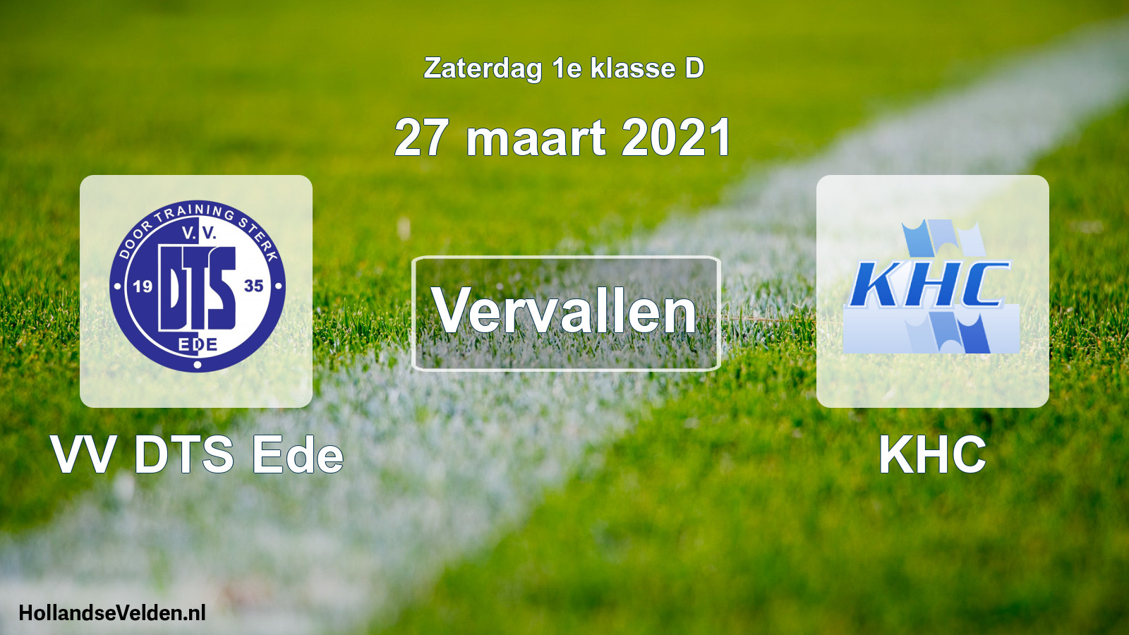 Geplande wedstrijd: VV DTS Ede - KHC (27 maart 2021)