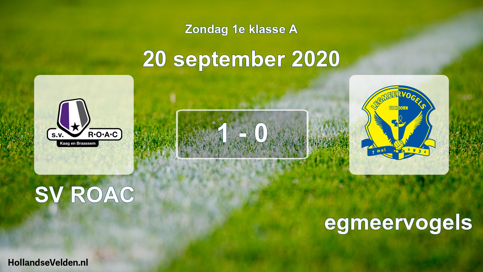 Gespeelde wedstrijd: SV ROAC - Legmeervogels 1 - 0 (20 september 2020)
