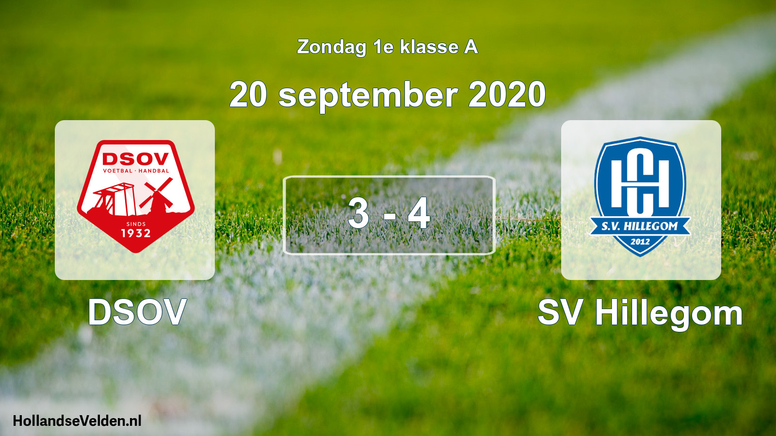 Gespeelde wedstrijd: DSOV - SV Hillegom 3 - 4 (20 september 2020)