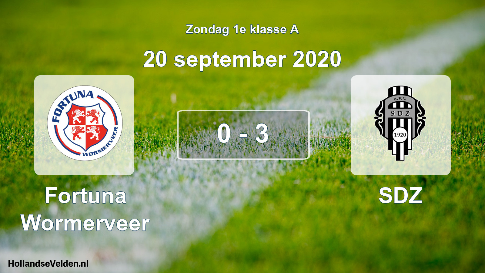 Gespeelde wedstrijd: Fortuna Wormerveer - SDZ 0 - 3 (20 september 2020)