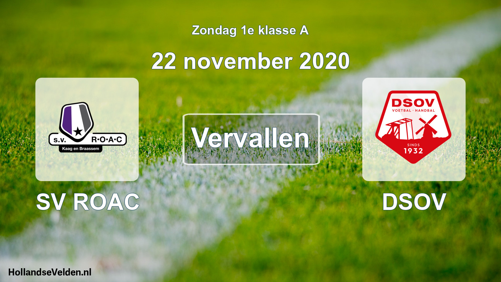 Geplande wedstrijd: SV ROAC - DSOV (22 november 2020)