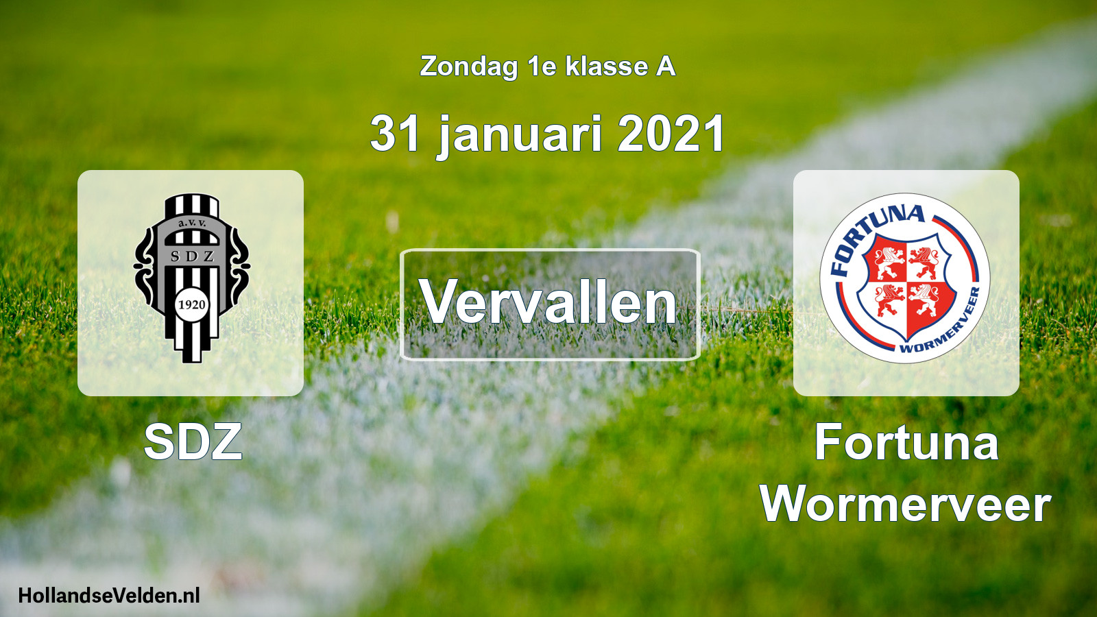 Geplande wedstrijd: SDZ - Fortuna Wormerveer (31 januari 2021)